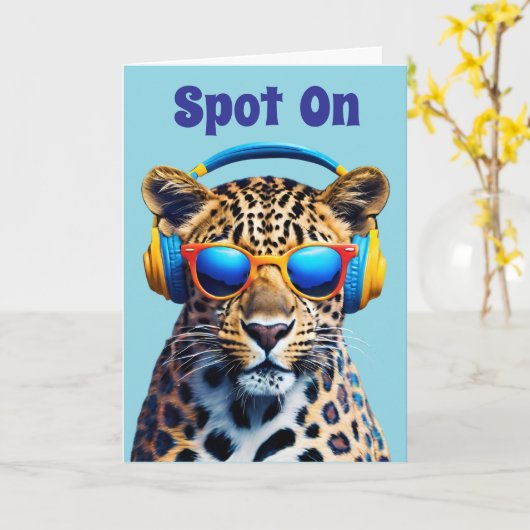 Leopard Jammin" Karte (Gelbe Blume)