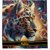 Leopard Joy: Swirling Jungle Majesty Duschvorhang (Vorderseite)
