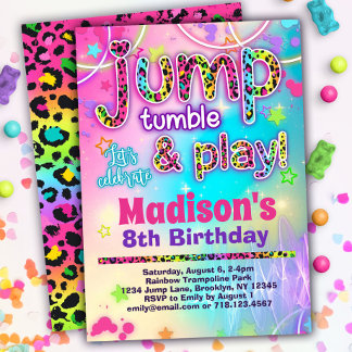 Leopard Jump Tumble & Play Geburtstag Einladung