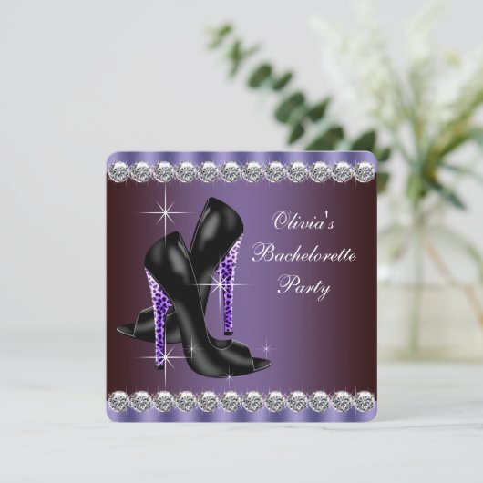 Leopard-Junggeselinnen-Abschied Einladung (Stehend Vorderseite)