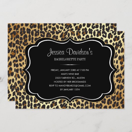 Leopard Junggeselinnen-Abschied Einladungen (Vorne/Hinten)
