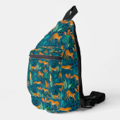 Leopard Jungle Blue Crossbody Bag (Rechte Ecke)