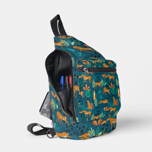 Leopard Jungle Blue Crossbody Bag (Offen)