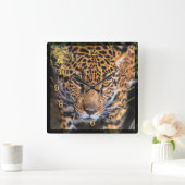 LEOPARD JUNGLE ENCOUNTER QUADRATISCHE WANDUHR (Zuhause)