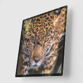 LEOPARD JUNGLE ENCOUNTER QUADRATISCHE WANDUHR (Winkel)