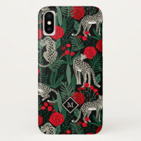 Leopard Jungle Floral Muster mit Monogramm