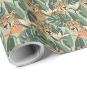 Leopard Jungle Forest Illustration Nahtlose Wallp Geschenkpapier (Rolleneckpunkt)