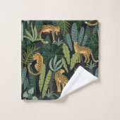 Leopard Jungle Forest Illustration Seamless Badhandtuch Set (Waschlappen)