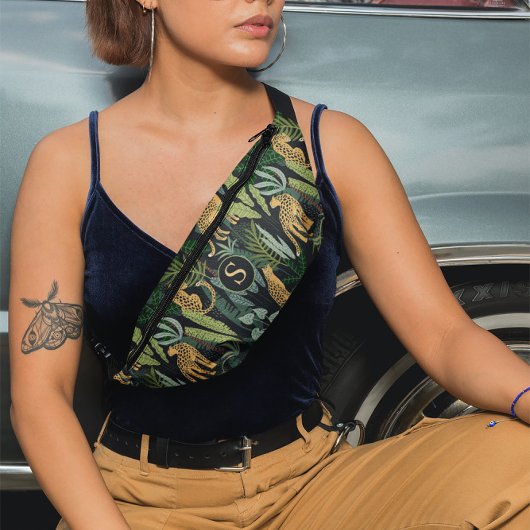 Leopard Jungle Forest Illustration Seamless Custom Bauchtasche