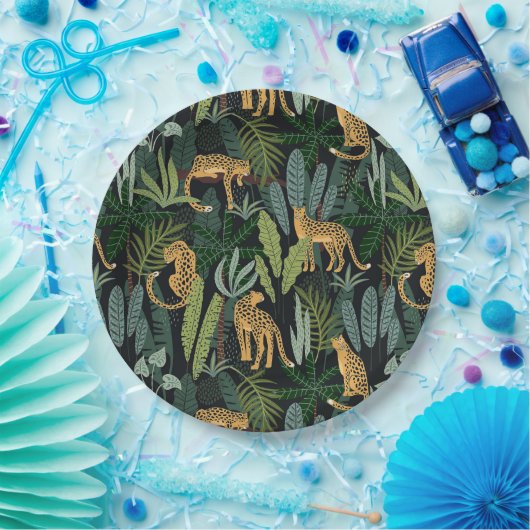 Leopard Jungle Forest Illustration Seamless Custom Pappteller (Party)