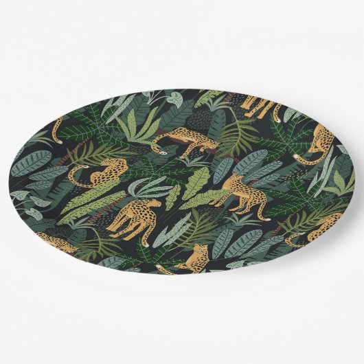 Leopard Jungle Forest Illustration Seamless Custom Pappteller (Schrägansicht)