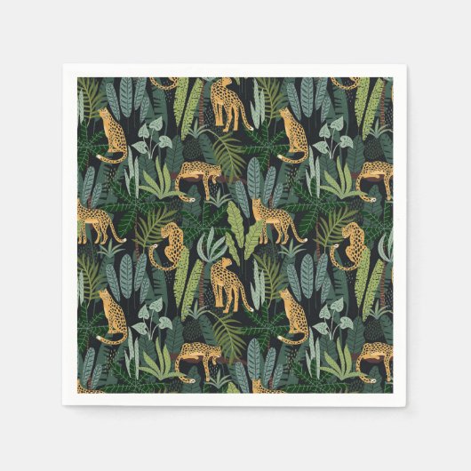 Leopard Jungle Forest Illustration Seamless Custom Serviette (Vorderseite)