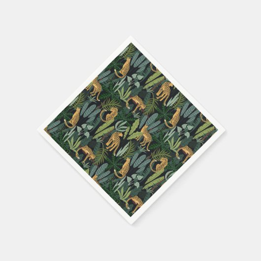 Leopard Jungle Forest Illustration Seamless Custom Serviette (Ecke)