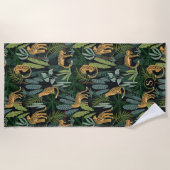 Leopard Jungle Forest Illustration Seamless Custom Strandtuch (Vorderseite)