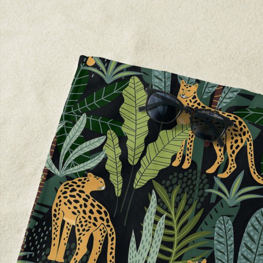 Leopard Jungle Forest Illustration Seamless Custom Strandtuch (Beispiel)