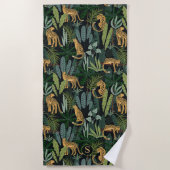 Leopard Jungle Forest Illustration Seamless Custom Strandtuch (Vorderseite)