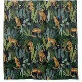 Leopard Jungle Forest Illustration Seamless  Duschvorhang (Vorderseite)