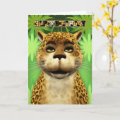 Leopard Jungle Geburtstagskarte Karte (Gelbe Blume)