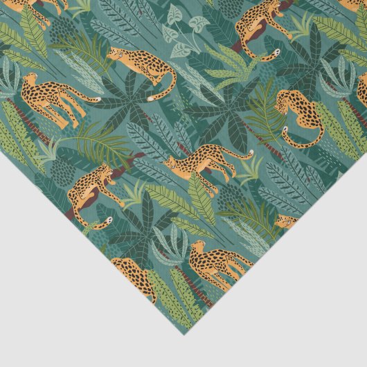 Leopard Jungle Muster Grüner Hintergrund Seidenpapier (Ausschnitt)