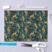 Leopard Jungle Muster Schwarzer Hintergrund Seidenpapier (Handwerk)