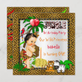 Leopard Jungle Safari Brünett Einladung (Vorne/Hinten)