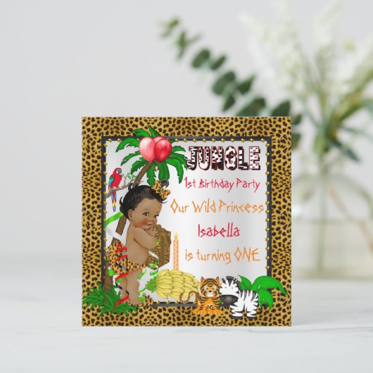 Leopard Jungle Safari Wild Ethnic Einladung (Stehend Vorderseite)