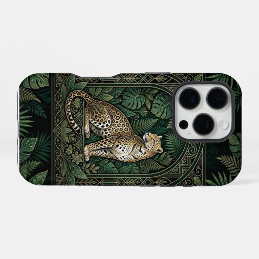 Leopard Jungle Throne | Dark iPhone 16 Pro Case Hülle (Rückseite (Horizontal))