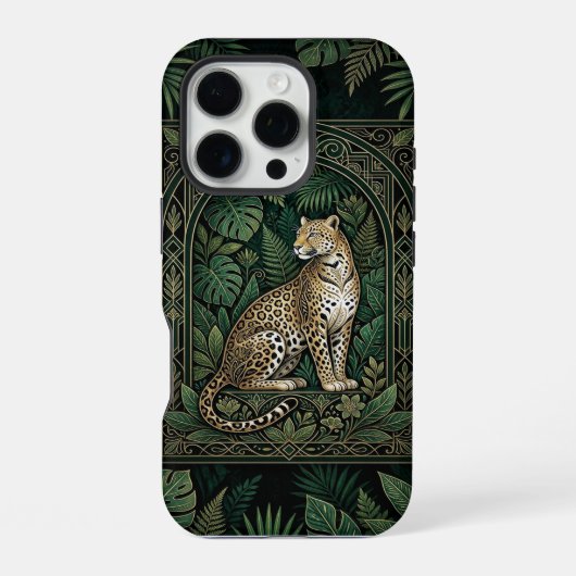 Leopard Jungle Throne | Dunkle iPhone 16 Pro Hülle (Rückseite)