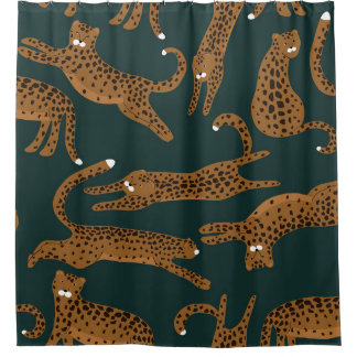 Leopard Jungle: Tierdruck Vintag. Duschvorhang