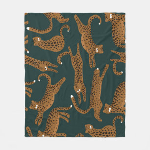 Leopard Jungle: Tierdruck Vintag. Fleecedecke