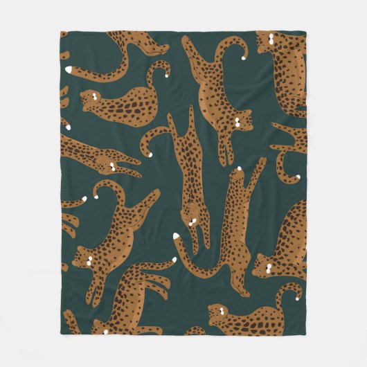 Leopard Jungle: Tierdruck Vintag. Fleecedecke (Vorderseite)
