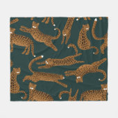 Leopard Jungle: Tierdruck Vintag. Fleecedecke (Vorderseite (Horizontal))