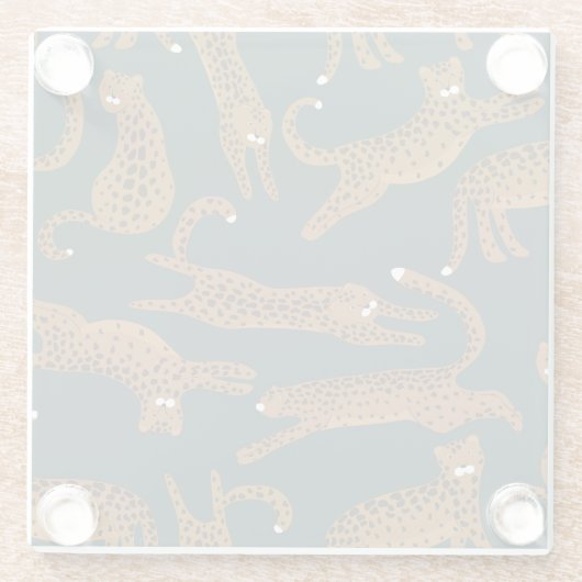 Leopard Jungle: Tierdruck Vintag. Glasuntersetzer (Rückseite)