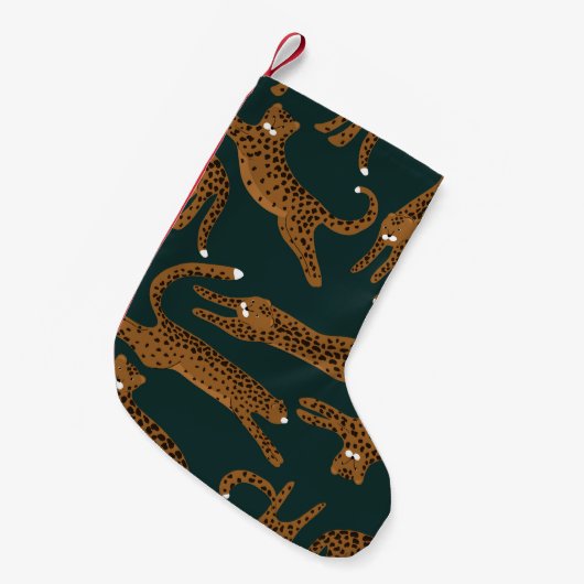 Leopard Jungle: Tierdruck Vintag. Kleiner Weihnachtsstrumpf (Vorderansicht (hängend))
