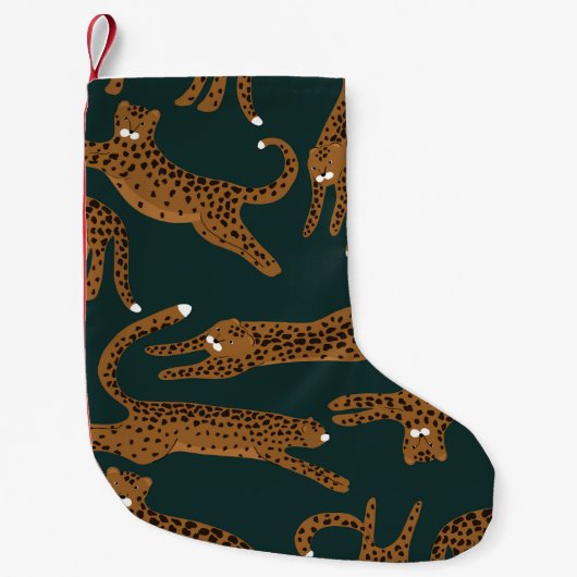 Leopard Jungle: Tierdruck Vintag. Kleiner Weihnachtsstrumpf (Vorderseite)