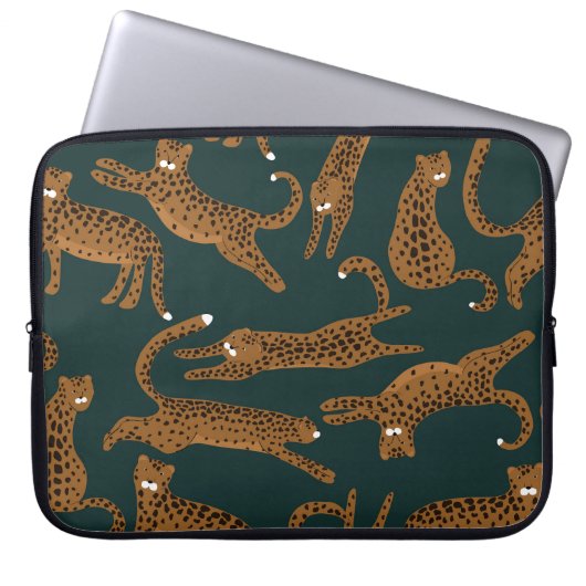 Leopard Jungle: Tierdruck Vintag. Laptopschutzhülle (Vorderseite)