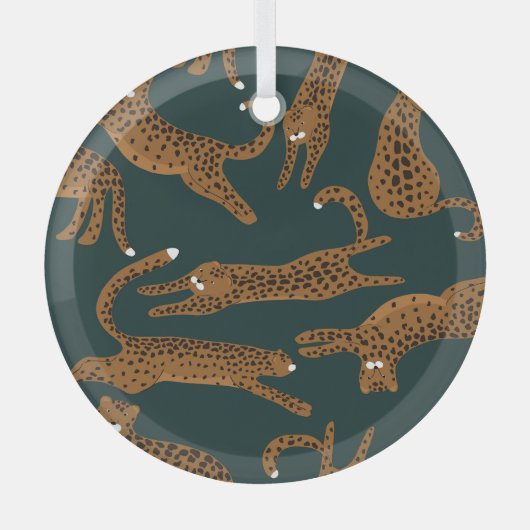 Leopard Jungle: Tierdruck Vintag. Ornament Aus Glas (Vorderseite)
