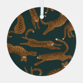 Leopard Jungle: Tierdruck Vintag. Ornament Aus Glas (Rückseite)