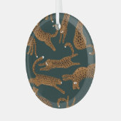 Leopard Jungle: Tierdruck Vintag. Ornament Aus Glas (Vorderseite links)