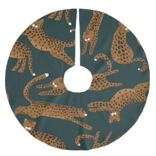 Leopard Jungle: Tierdruck Vintag. Polyester Weihnachtsbaumdecke
