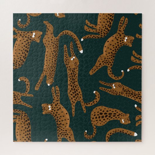 Leopard Jungle: Tierdruck Vintag. Puzzle (Horizontal)