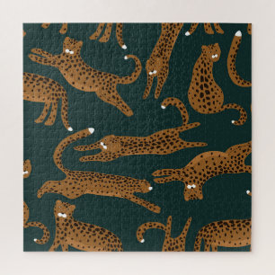Leopard Jungle: Tierdruck Vintag. Puzzle