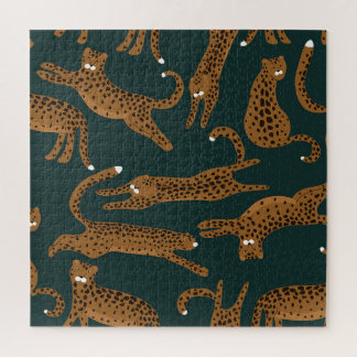Leopard Jungle: Tierdruck Vintag. Puzzle