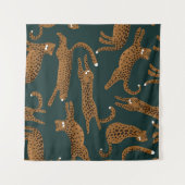 Leopard Jungle: Tierdruck Vintag. Wandteppich (Vorderseite (Horizontal))