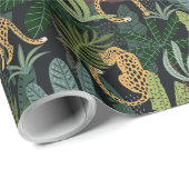 Leopard-Jungle-WaldIllustration Nahtlos Geschenkpapier (Rolleneckpunkt)