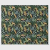 Leopard-Jungle-WaldIllustration Nahtlos Geschenkpapier (Flach)