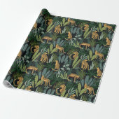 Leopard-Jungle-WaldIllustration Nahtlos Geschenkpapier (Ungerollt)