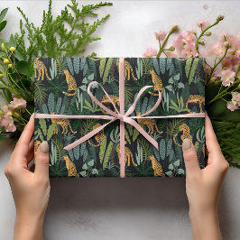Leopard-Jungle-WaldIllustration Nahtlos Geschenkpapier