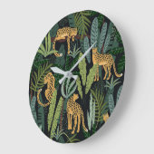 Leopard-Jungle-WaldIllustration Nahtlos Große Wanduhr (Winkel)
