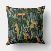 Leopard-Jungle-WaldIllustration Nahtlos Kissen (Rückseite)